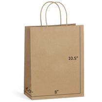 Sacos de papel Eupako Brown Kraft 8x10x27cm com alças 100 unidades