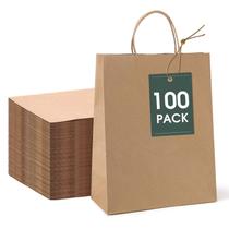 Sacos de papel GSSUSA Brown 10x5x13cm com alças 100 unidades Sacos de papel GSSUSA Brown 10x5x13cm com alças 100 unidades