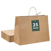 Sacos de papel GSSUSA Brown Kraft 16x6x12cm com alças 25 unidades Sacos de papel GSSUSA Brown Kraft 16x6x12cm com alças 25 unidades