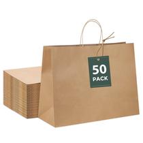 Sacos de papel GSSUSA Large Brown com alças 16x6x12cm 50 unidades