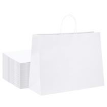 Sacos de papel GSSUSA Large White Kraft com alças 40x15x30cm 50 unidades Sacos de papel GSSUSA Large White Kraft com alças 40x15x30cm 50 unidades