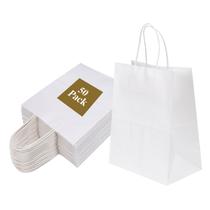 Sacos de papel Joybe Medium White Kraft com alças, pacote com 50