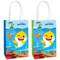 Sacos de papel Kraft Amscan Baby Shark 8 peças 14x22x8cm