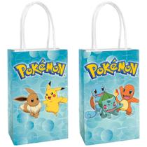 Sacos de papel Kraft Amscan Pokémon 8 peças 20,96x13,34x7,62cm