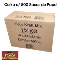 Sacos de Papel Kraft. Cx c/500 Sacos Pardo para Padaria, Lanche, Delivery Pipoca, Artesanato, Mimos, Bijuterias. Papel Natural