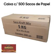 Sacos de Papel Kraft. Cx c/500 Sacos Pardo para Padaria, Lanche, Delivery Pipoca, Artesanato, Mimos, Bijuterias. Papel Natural - ARRAZZA BORDADOS
