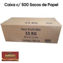 Sacos de Papel Kraft. Cx c/500 Sacos Pardo para Padaria, Lanche, Delivery Pipoca, Artesanato, Mimos, Bijuterias. Papel Natural - ARRAZZA BORDADOS