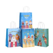 Sacos de papel Kraft Three Kings Day 21x15x8cm, pacote com 12