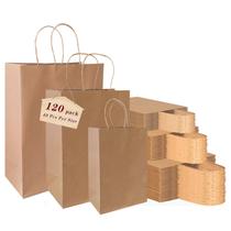 Sacos de papel Kraft vanhel, pacote 120 com alças, tamanhos variados
