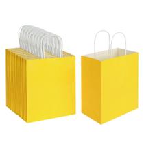 Sacos de papel Oikss Medium Yellow Kraft com alças, pacote com 100