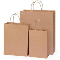 Sacos de papel OUT-UXED Brown com alças, 100 unidades, tamanhos variados