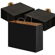 Sacos de papel OUTUXED 110 unidades 40x15x30cm pretos Kraft com alças Sacos de papel OUTUXED 110 unidades 40x15x30cm pretos Kraft com alças