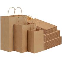 Sacos de papel OUTXED Brown Kraft com alças, 90 unidades em tamanhos variados