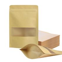Sacos de papel Stand Up Kraft FireKylin 100 unidades com janela de 12x20cm