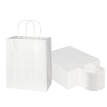 Sacos de papel Toovip Medium White Kraft com alças, pacote com 50