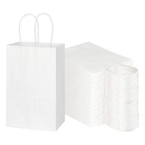 Sacos de papel Toovip, pacote com 100 pequenos Kraft brancos com alças Sacos de papel Toovip, pacote com 100 pequenos Kraft brancos com alças