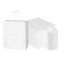 Sacos de papel Toovip, pacote com 100 unidades, Kraft branco médio com alças Sacos de papel Toovip, pacote com 100 unidades, Kraft branco médio com alças