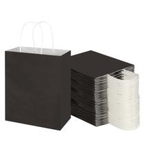 Sacos de papel Toovip, pacote com 100 unidades, Kraft preto médio com alças Sacos de papel Toovip, pacote com 100 unidades, Kraft preto médio com alças