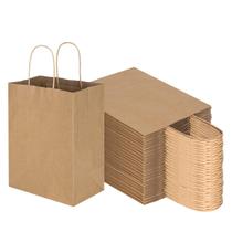 Sacos de papel Toovip, pacote com 100 unidades, marrom médio, kraft com alças Sacos de papel Toovip, pacote com 100 unidades, marrom médio, kraft com alças