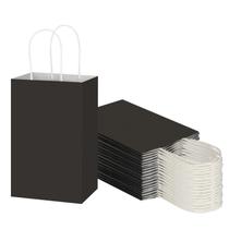 Sacos de papel Toovip Small Black Kraft com alças, pacote com 50