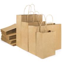 Sacos de papel woric 120 peças marrons com alças, 4 tamanhos variados Sacos de papel woric 120 peças marrons com alças, 4 tamanhos variados