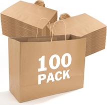 Sacos de papel XPCARE, pacote com 100, grandes, com alças, 40x15x30cm, marrons