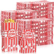 Sacos de pipoca Leinuosen 1200 unidades de 60 ml de papel vermelho e branco Sacos de pipoca Leinuosen 1200 unidades de 60 ml de papel vermelho e branco