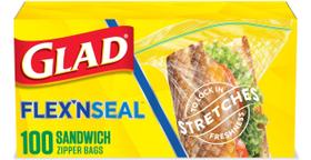 Sacos de plástico para armazenamento de alimentos Glad Flex'N Seal Sandwich 100x4