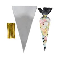 Sacos De Plástico Transparentes Em Formato De Cone Para Doces, 50 Unidades, Embalagens Para