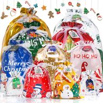 Sacos de Presente Aottom Pacote com 30 Unidades para Natal com Cordão e Tamanhos Sortidos Sacos de Presente Aottom Pacote com 30 Unidades para Natal com Cordão e Tamanhos Sortidos