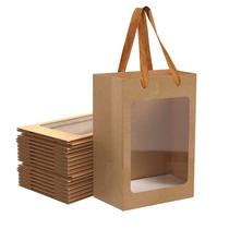 Sacos de presente BallHull Brown Kraft Paper com janela, 12 unidades