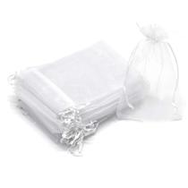 Sacos de presente Bezall, 100 peças de organza pura, 13x18 cm, brancos