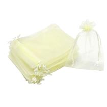 Sacos de presente Bezall 100 unidades de organza bege com cordão 10x15cm
