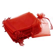 Sacos de presente Bezall 100 unidades de organza vermelha 10x15 cm