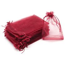 Sacos de presente Bezall 100 unidades de vinho tinto e organza 13x18 cm