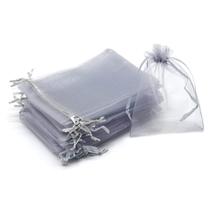 Sacos de presente Bezall 50 unidades de organza cinza 13x18 cm
