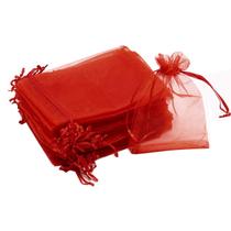 Sacos de presente Bezall 50 unidades de organza vermelha 15x20cm com cordão