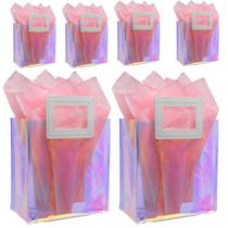 Sacos de presente Caleihd Holographic Clear com papel de seda 20x18x10cm