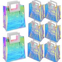 Sacos de presente Caleihd Holographic, pacote com 8, pequenos, 20x18x10cm, PVC