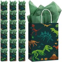 Sacos de presente Capoda Dinosaur Favor Tote com papel de seda (16 unidades) Sacos de presente Capoda Dinosaur Favor Tote com papel de seda (16 unidades)