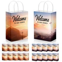 Sacos de presente Chuangdi Church Welcome 50 unidades de papel kraft de 15 x 8 x 21 cm