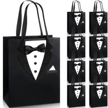 Sacos de presente Chuangdi Groomsmen 8 peças com design de smoking 20,32 x 11,43 x 25,4 cm