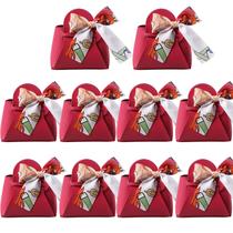 Sacos de presente de couro para doces de casamento HOSDZOU Rose Red 5x6x2,5 cm, pacote com 10