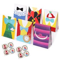 Sacos de presente de festa Tvorvik Alice in Wonderland, pacote com 24 adesivos