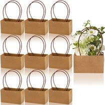 Sacos de presente de flores de papel Kraft DEAYOU Brown, pacote com 10, 8,6 x 4 x 13 cm