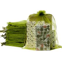 Sacos de presente de malha Meowoo, 24 unidades, 30 x 41 cm, cordão, verde oliva