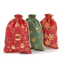 Sacos de presente de Natal com cordão, algodão, linho, 20x30cm, 15 unidades Sacos de presente de Natal com cordão, algodão, linho, 20x30cm, 15 unidades