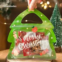 Sacos de Presente de Natal com Zíper (10 Peças) - Ideais para Doces, Chocolates e Biscoitos