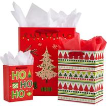 Sacos de presente de Natal SUNCOLOR, pacote com 9 tamanhos variados com lenço