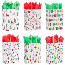 Sacos de presente de Natal SUNCOLOR, pacote de 30 com papel de seda Sacos de presente de Natal SUNCOLOR, pacote de 30 com papel de seda